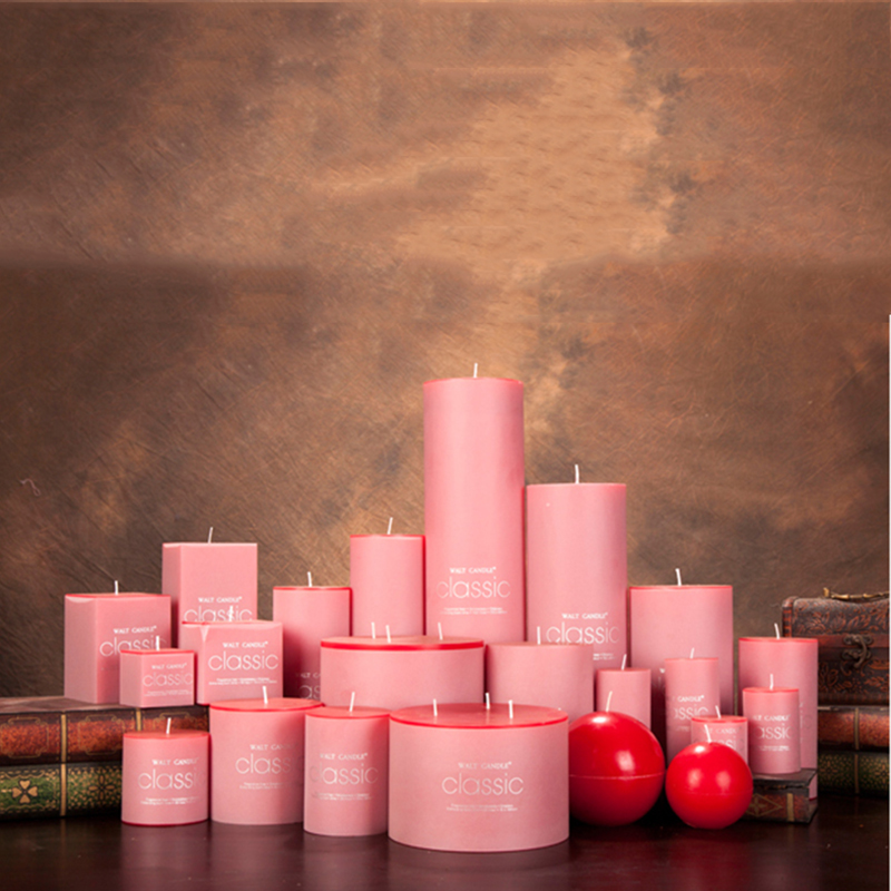 Wholesale hot selling red pillar candles with personalize label and design